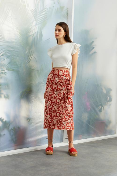  BASKILI MİDİ ANVELOP ETEK