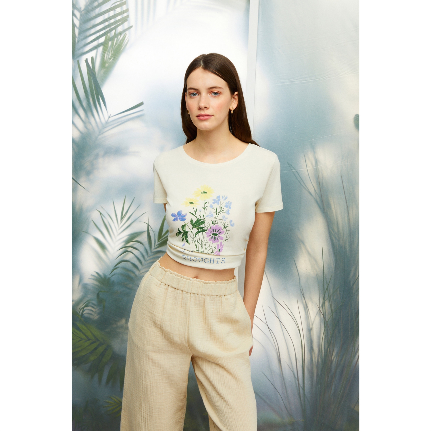 ÇİÇEK DESENLİ PAMUK T-SHIRT