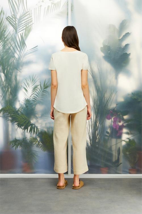  ÇİÇEK DESENLİ PAMUK T-SHIRT