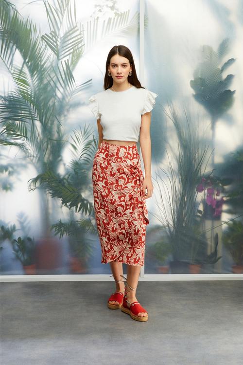  BASKILI MİDİ ANVELOP ETEK