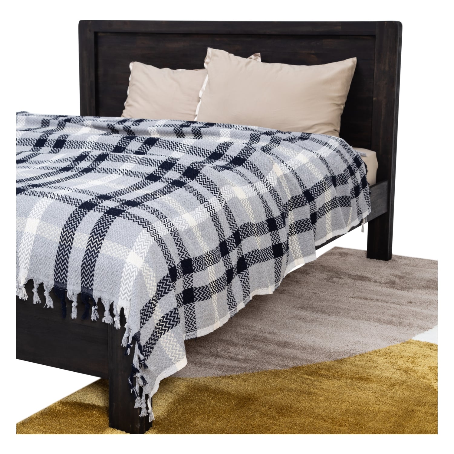 NINA TEK KİŞİLİK PİKE LACİVERT GRİ 145X200