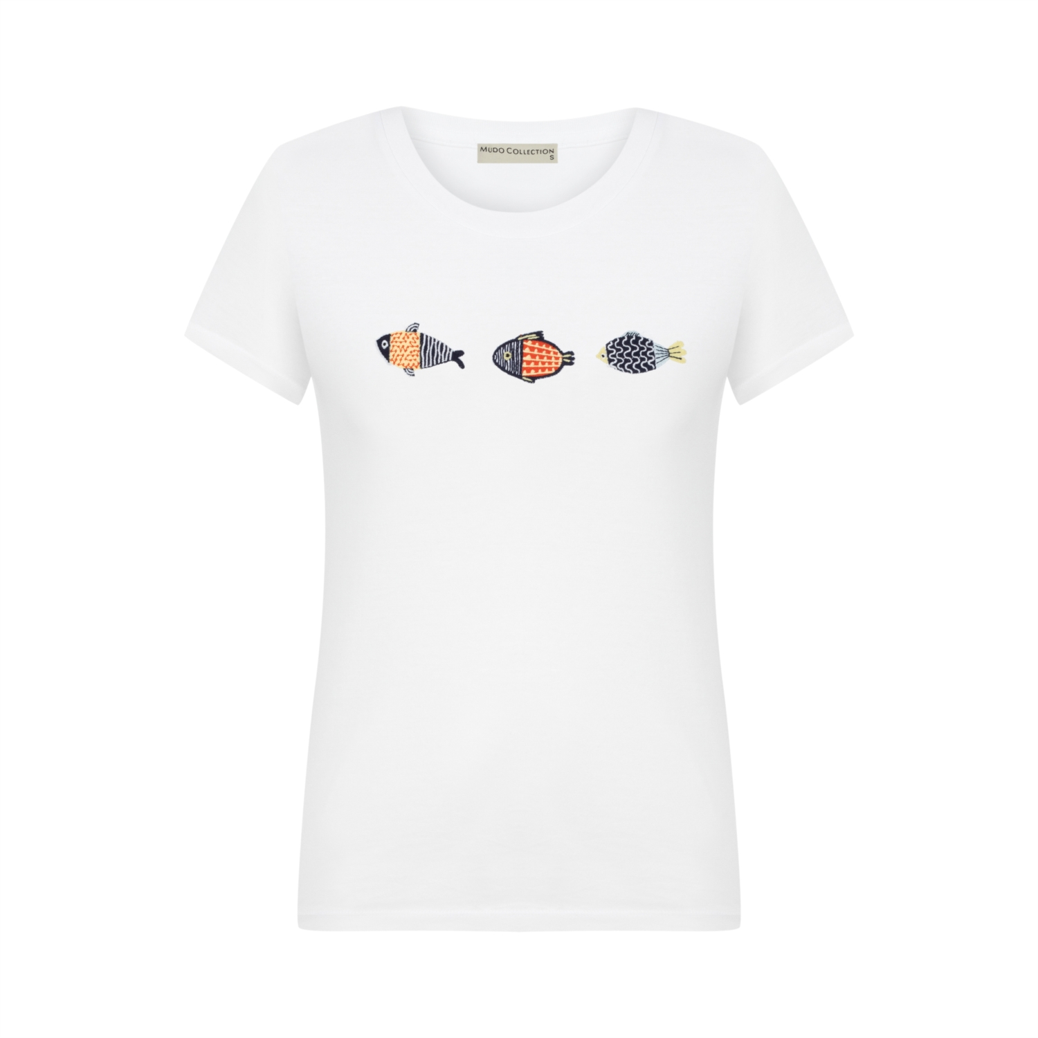 BALIK DESENLİ BİSİKLET YAKA T-SHIRT