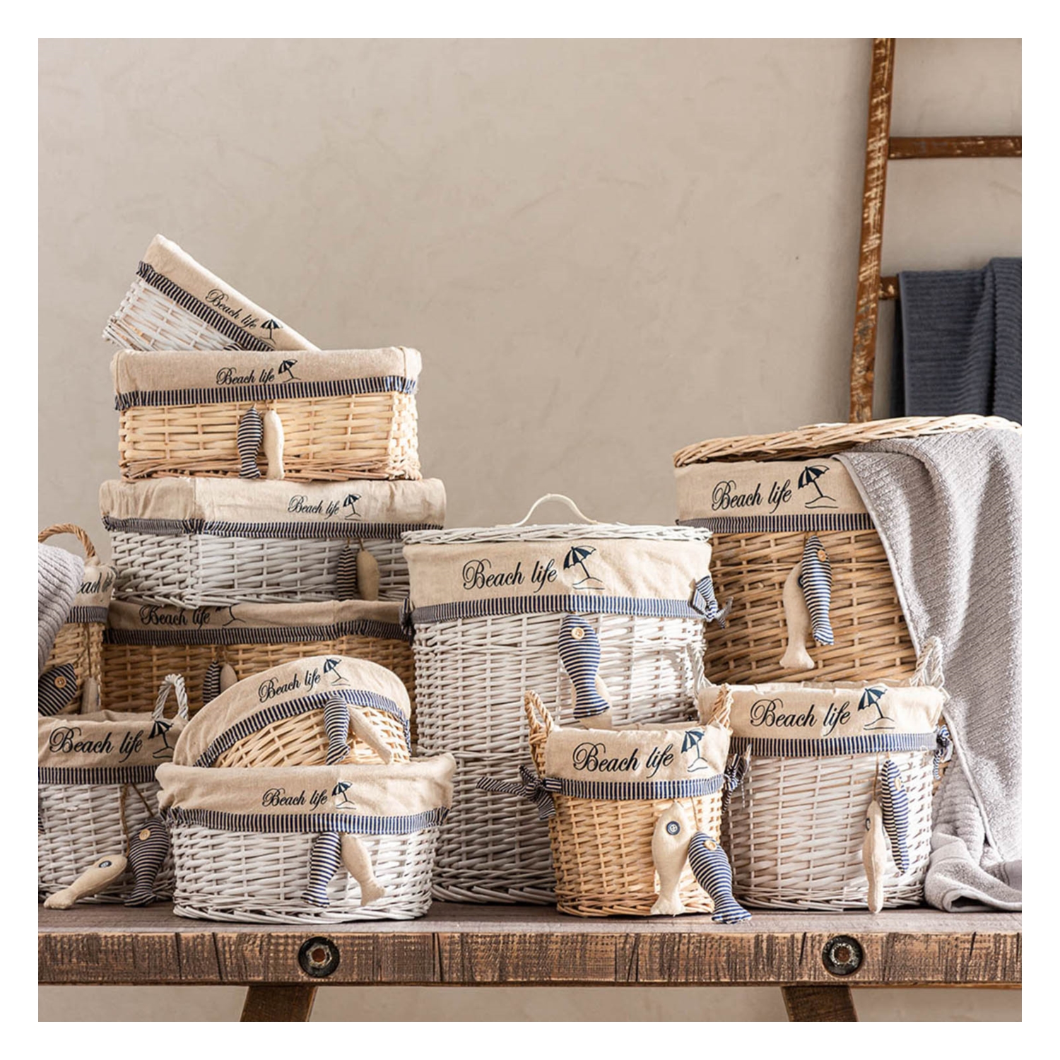 MARINE BEYAZ ÇAMAŞIR SEPETİ 37X45CM