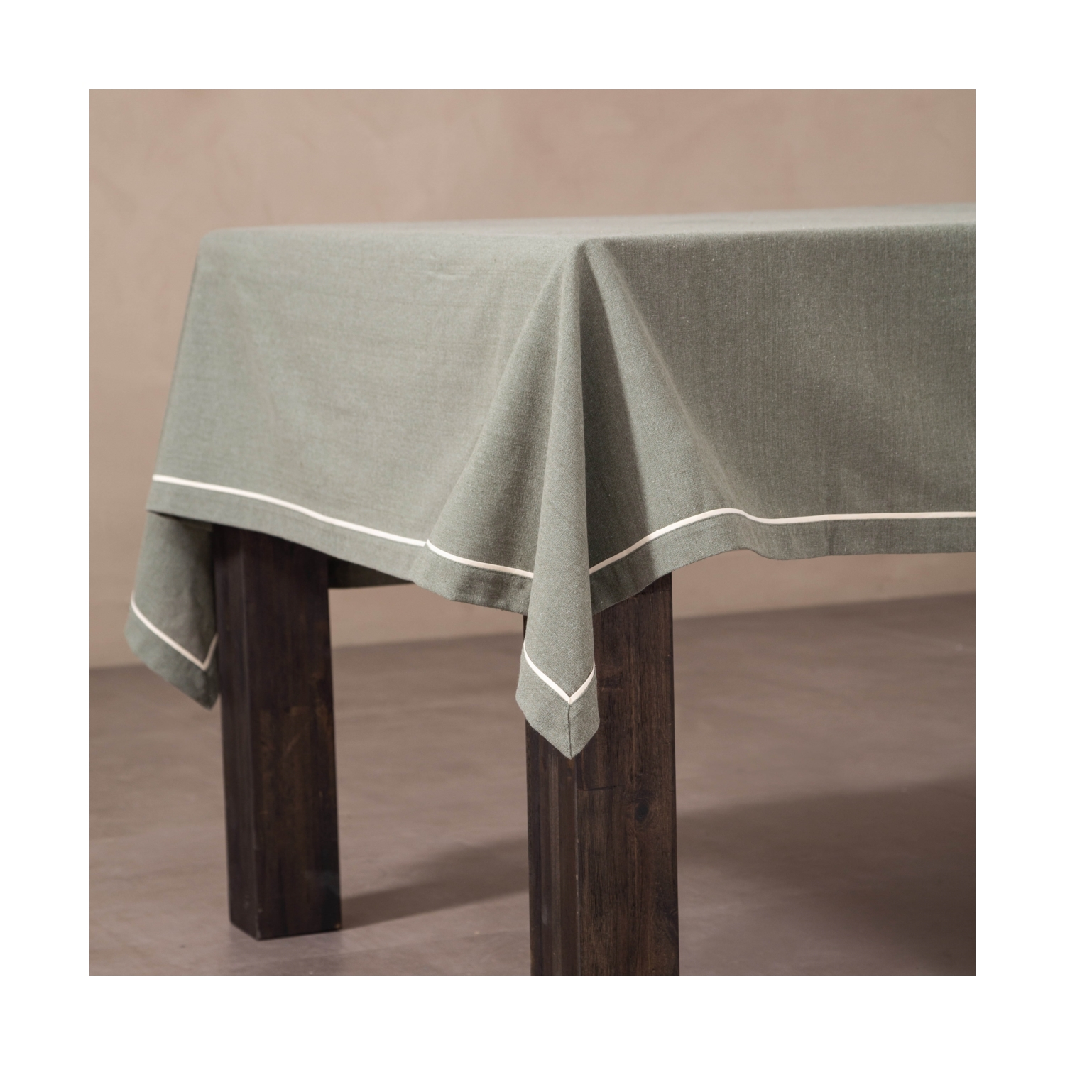 NIMES MASA ÖRTÜSÜ BİYELİ KOYU YEŞİL 160X220