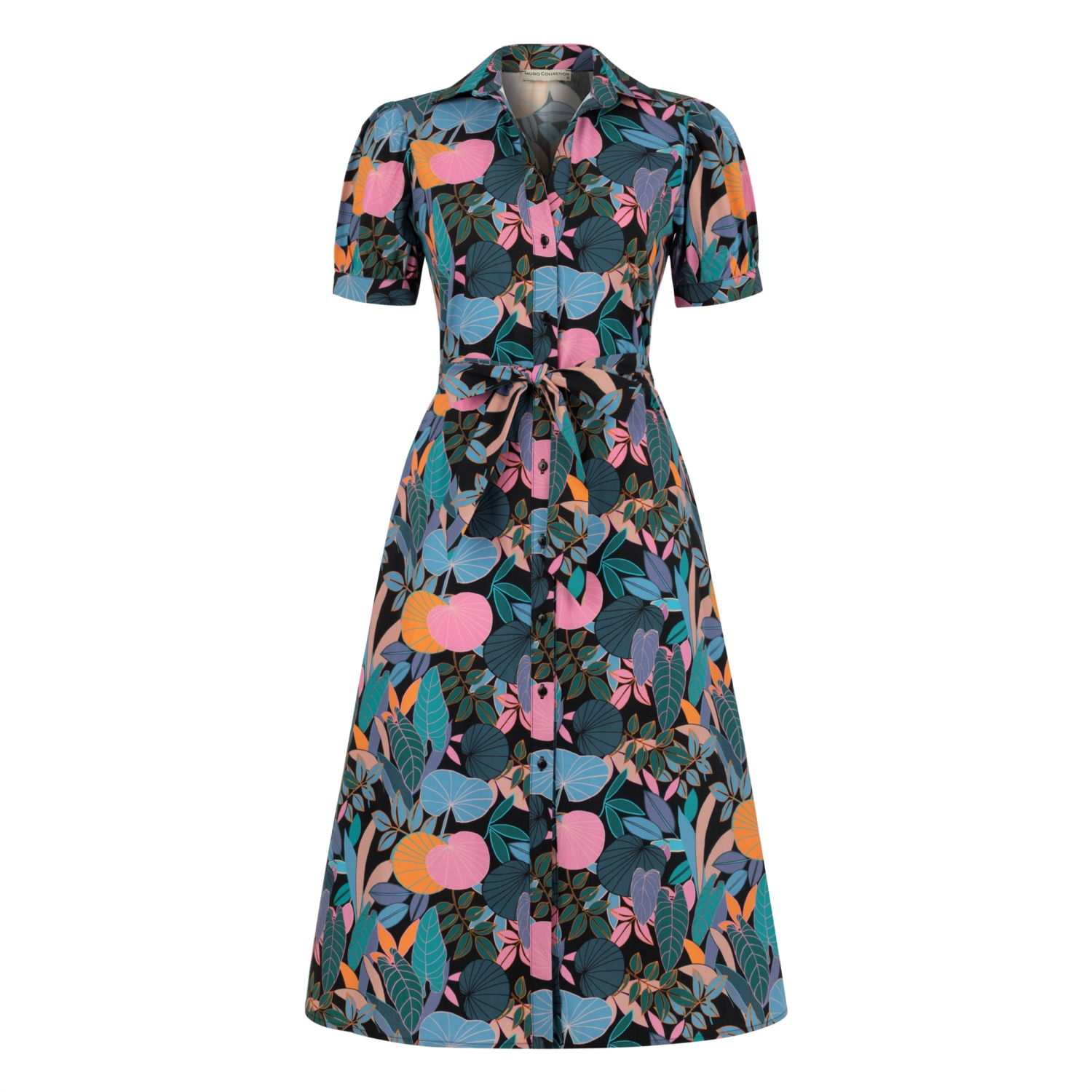 ÇİÇEK DESENLİ MİDİ GÖMLEK ELBİSE