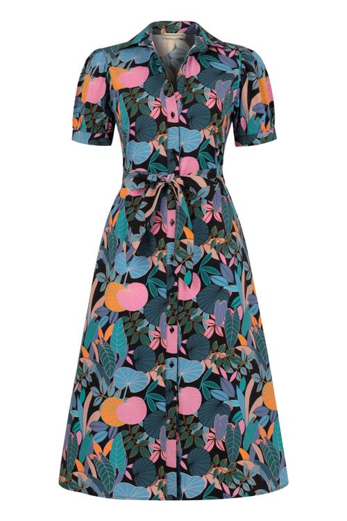  ÇİÇEK DESENLİ MİDİ GÖMLEK ELBİSE