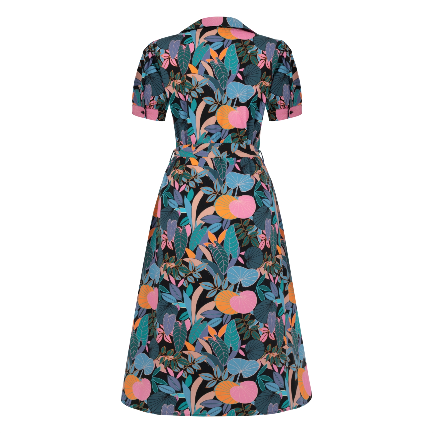 ÇİÇEK DESENLİ MİDİ GÖMLEK ELBİSE