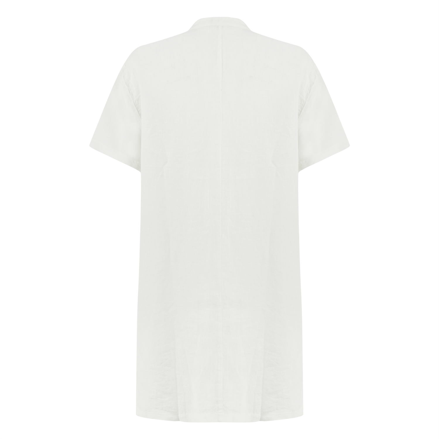 V YAKA OVERSIZE MİDİ KETEN ELBİSE