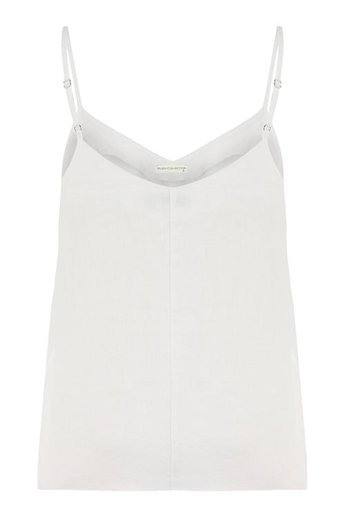  V YAKA İNCE ASKILI KETEN BLUZ