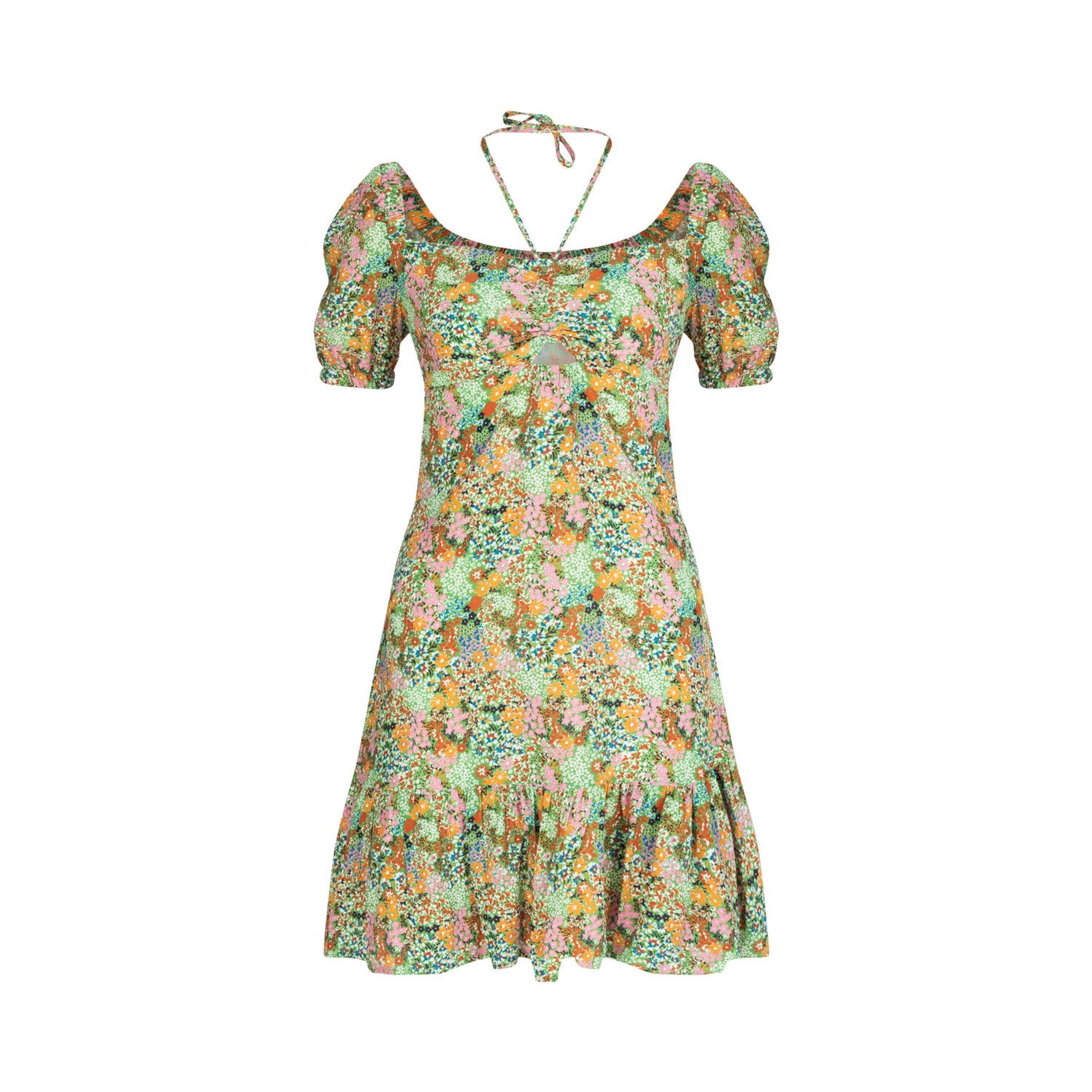 ÇİÇEK DESENLİ MİNİ ELBİSE