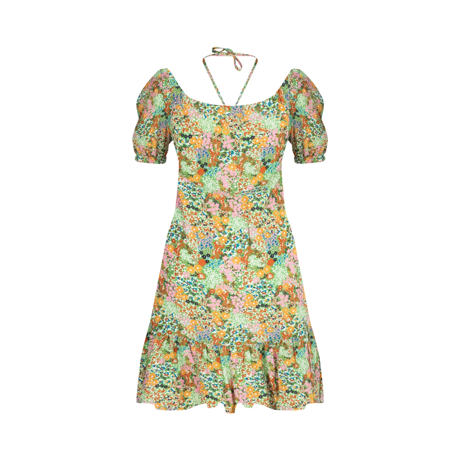 ÇİÇEK DESENLİ MİNİ ELBİSE