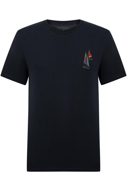  YELKEN BASKILI BİSİKLET YAKA T-SHIRT