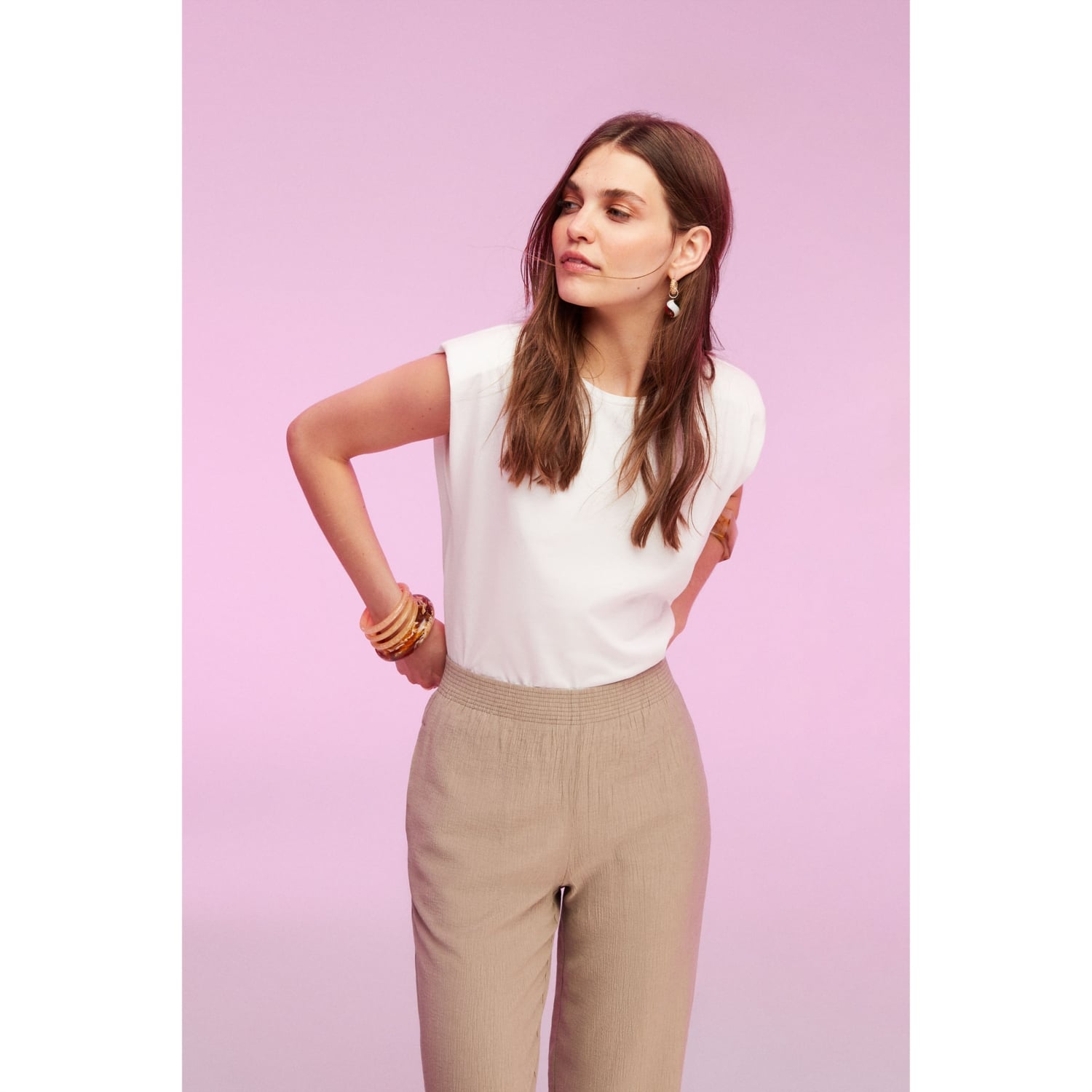 BELİ LASTİKLİ GENİŞ PAÇA PANTOLON