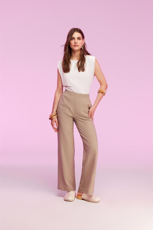  BELİ LASTİKLİ GENİŞ PAÇA PANTOLON