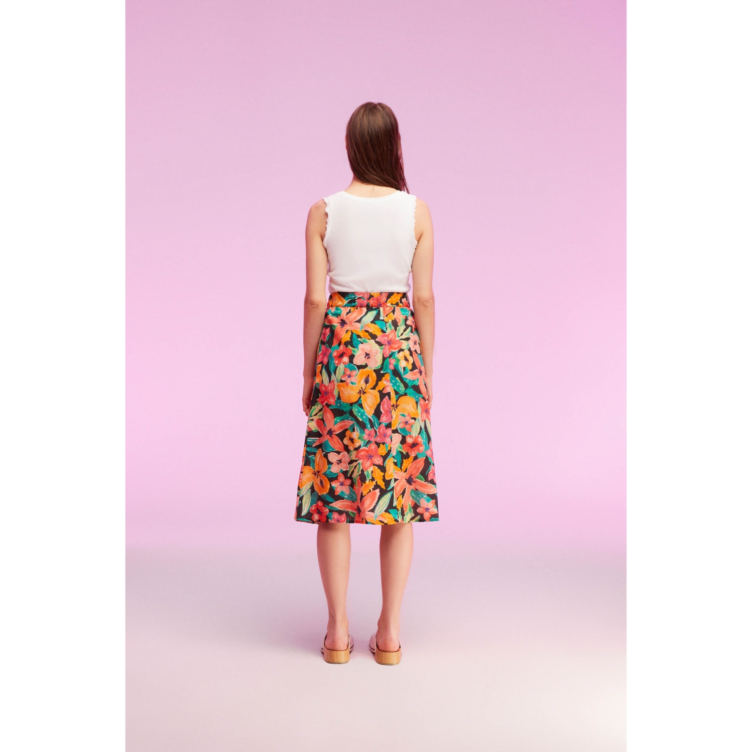 KETEN KARIŞIMLI MİDİ ETEK