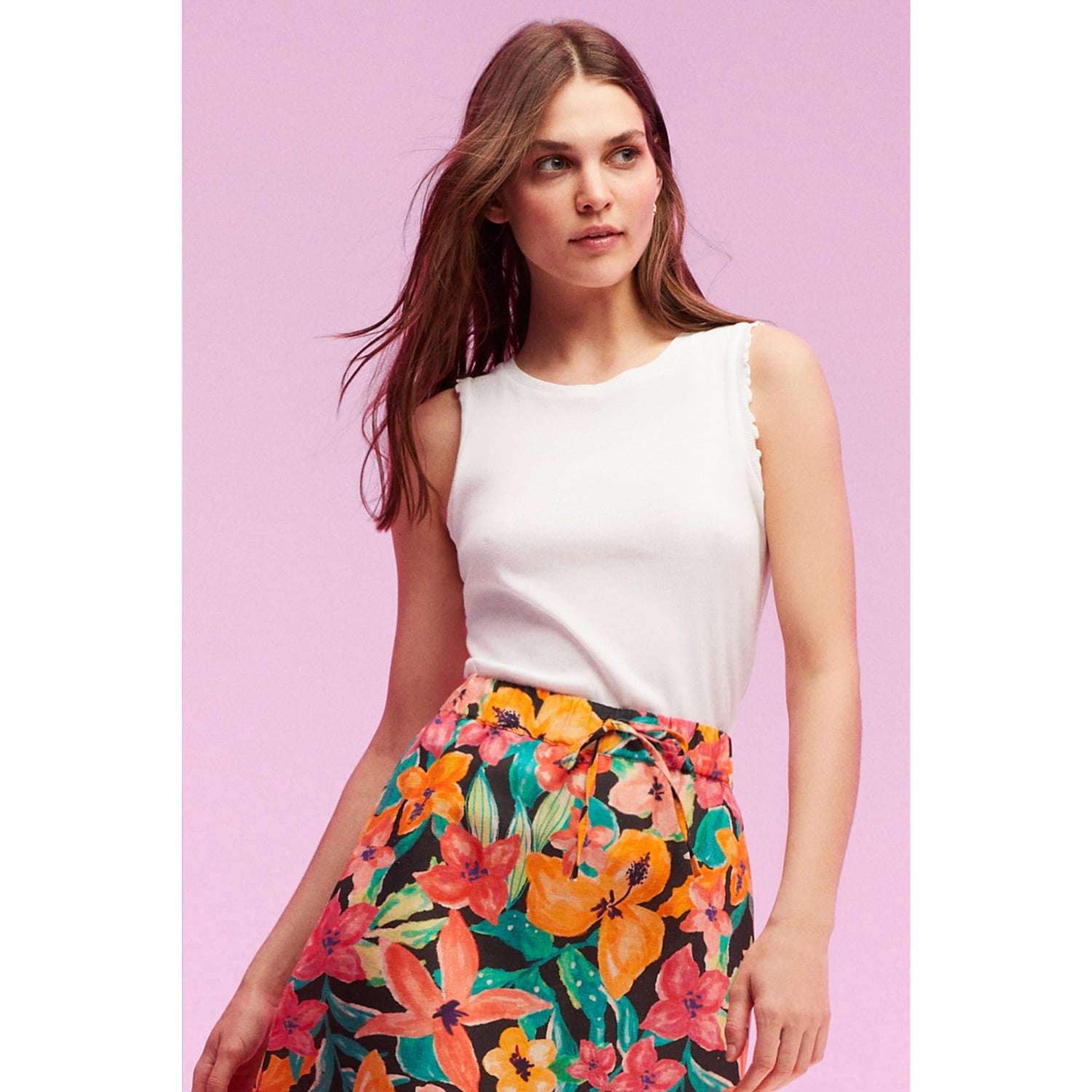 KETEN KARIŞIMLI MİDİ ETEK