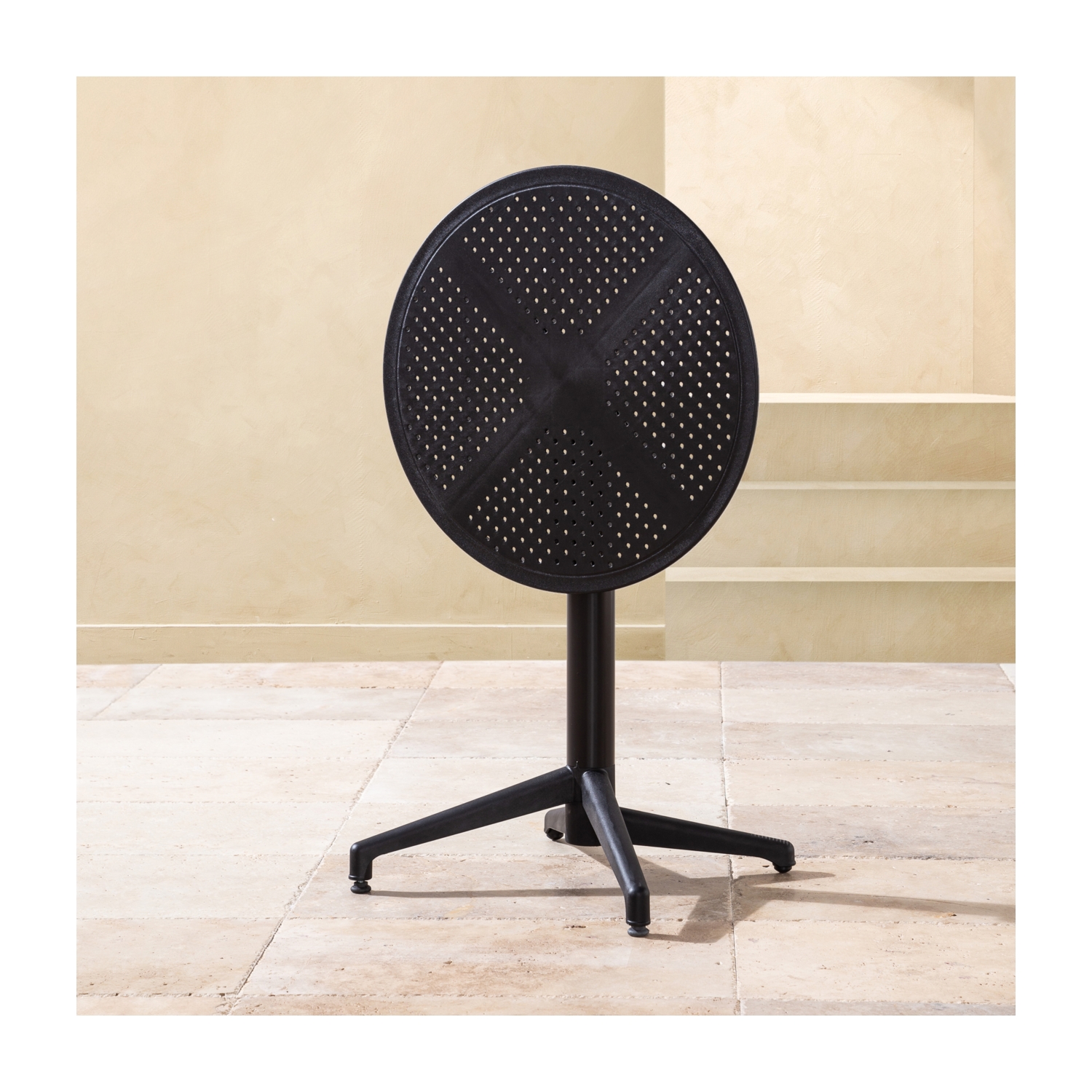 LUZERN KATLANIR  YUVARLAK MASA SIYAH 70X70 CM