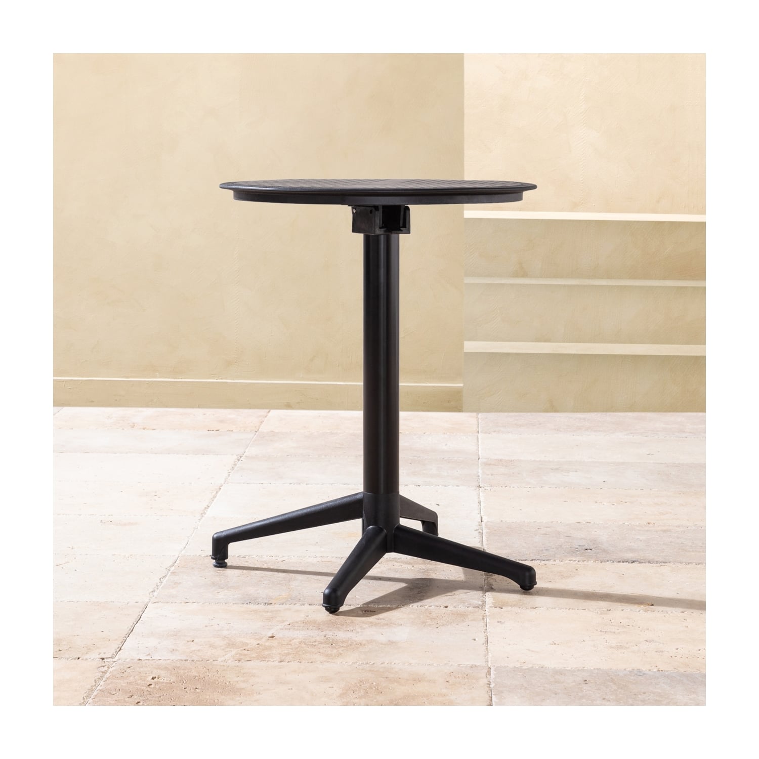 LUZERN KATLANIR  YUVARLAK MASA SIYAH 70X70 CM