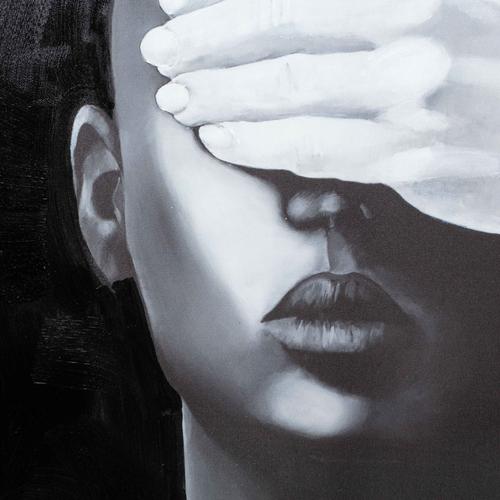 ABSTRACT WOMEN IN BLACK YAĞLI BOYA TABLO 120X120CM