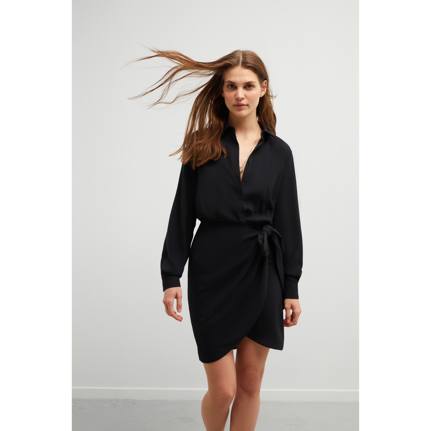 KRUVAZE MİNİ GÖMLEK ELBİSE