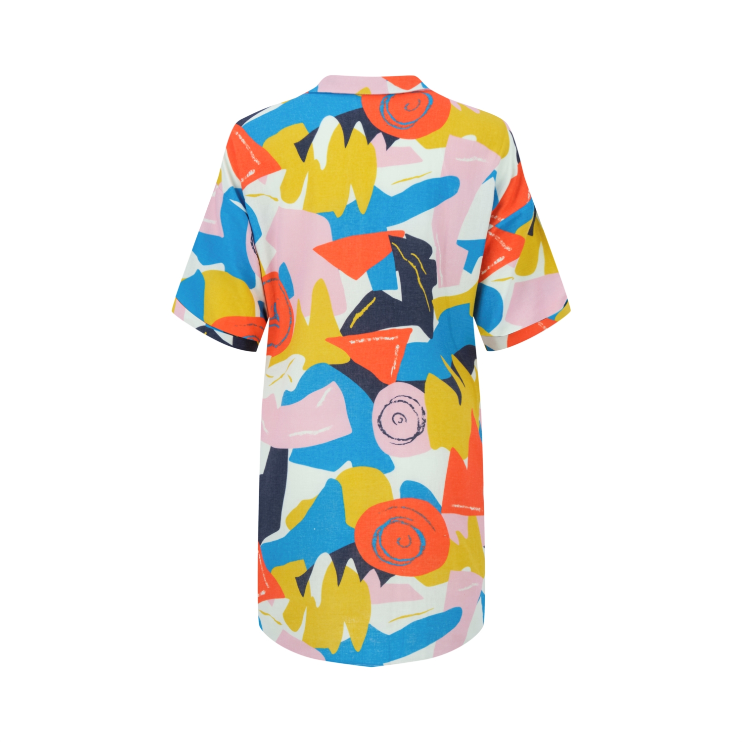 SOYUT DESENLİ MİNİ GÖMLEK ELBİSE