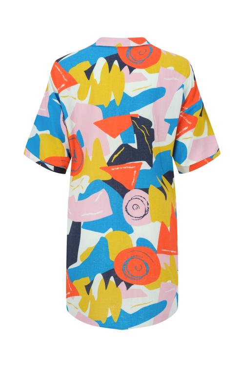  SOYUT DESENLİ MİNİ GÖMLEK ELBİSE