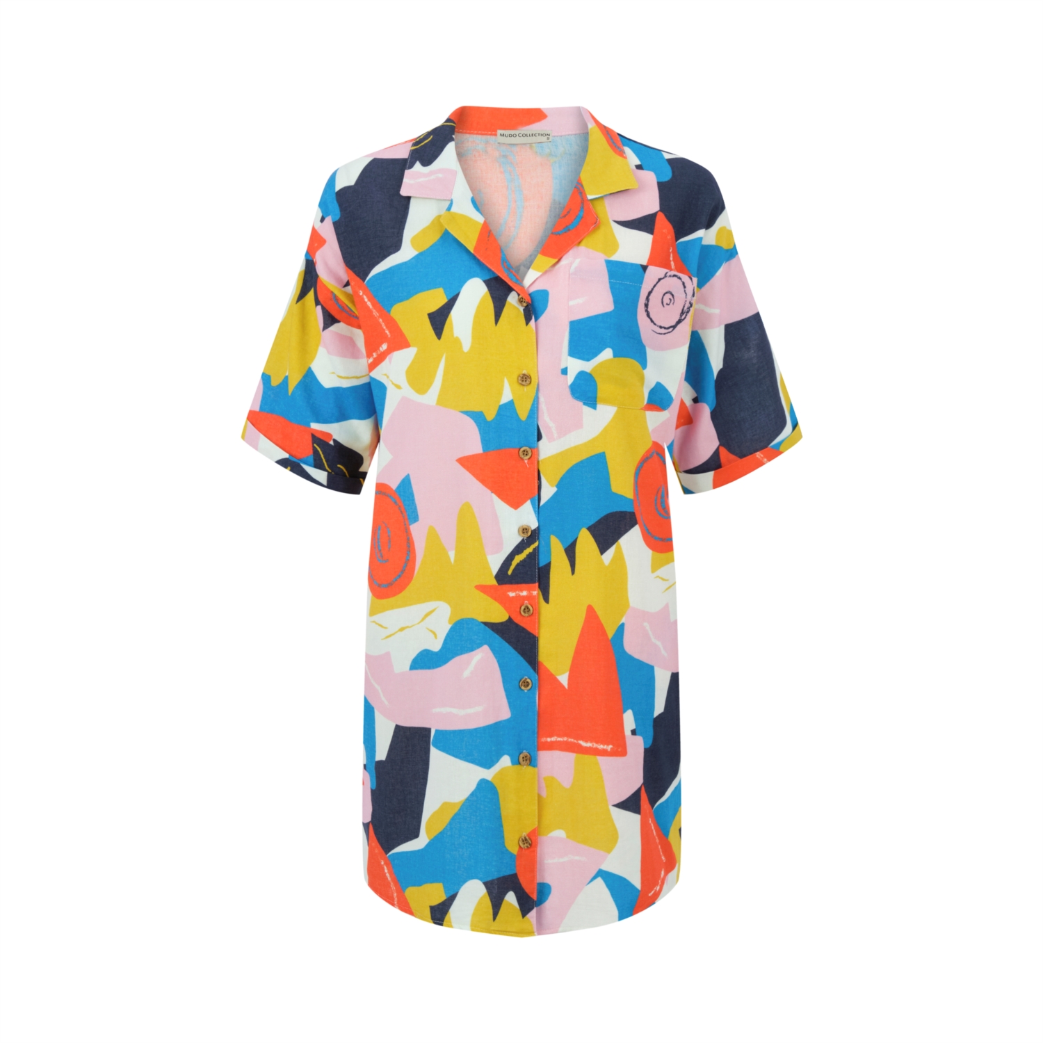 SOYUT DESENLİ MİNİ GÖMLEK ELBİSE