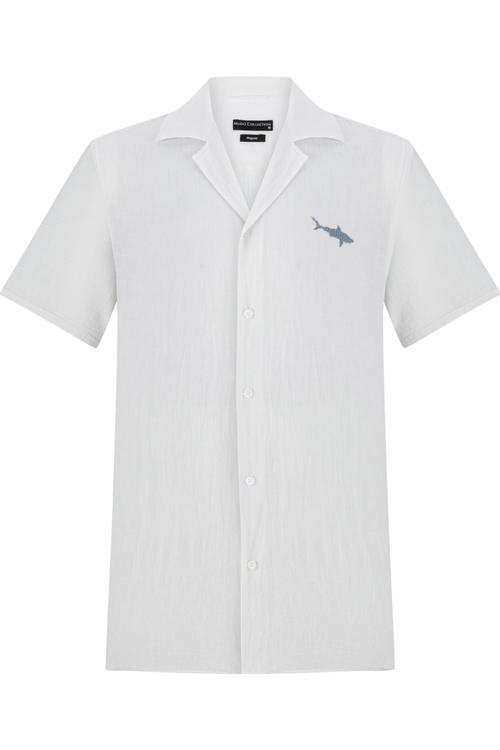  KISA KOLLU KETEN KARIŞIMLI REGULAR FIT GÖMLEK