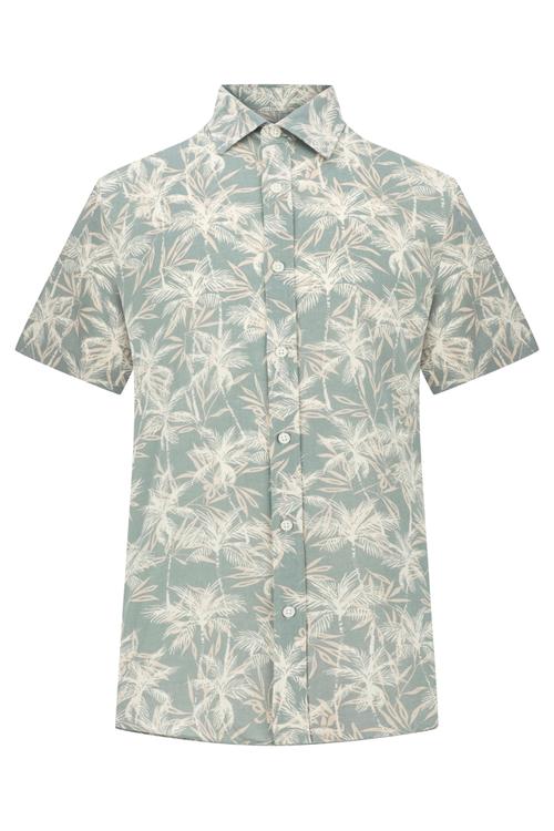  PALMİYE DESENLİ KISA KOLLU REGULAR FIT GÖMLEK