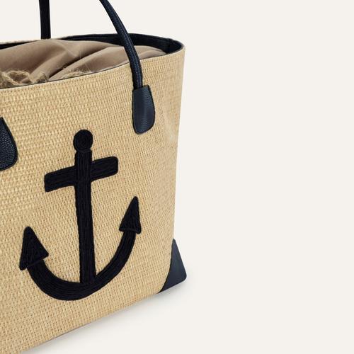  ÇAPA DETAYLI HASIR EL ÇANTASI