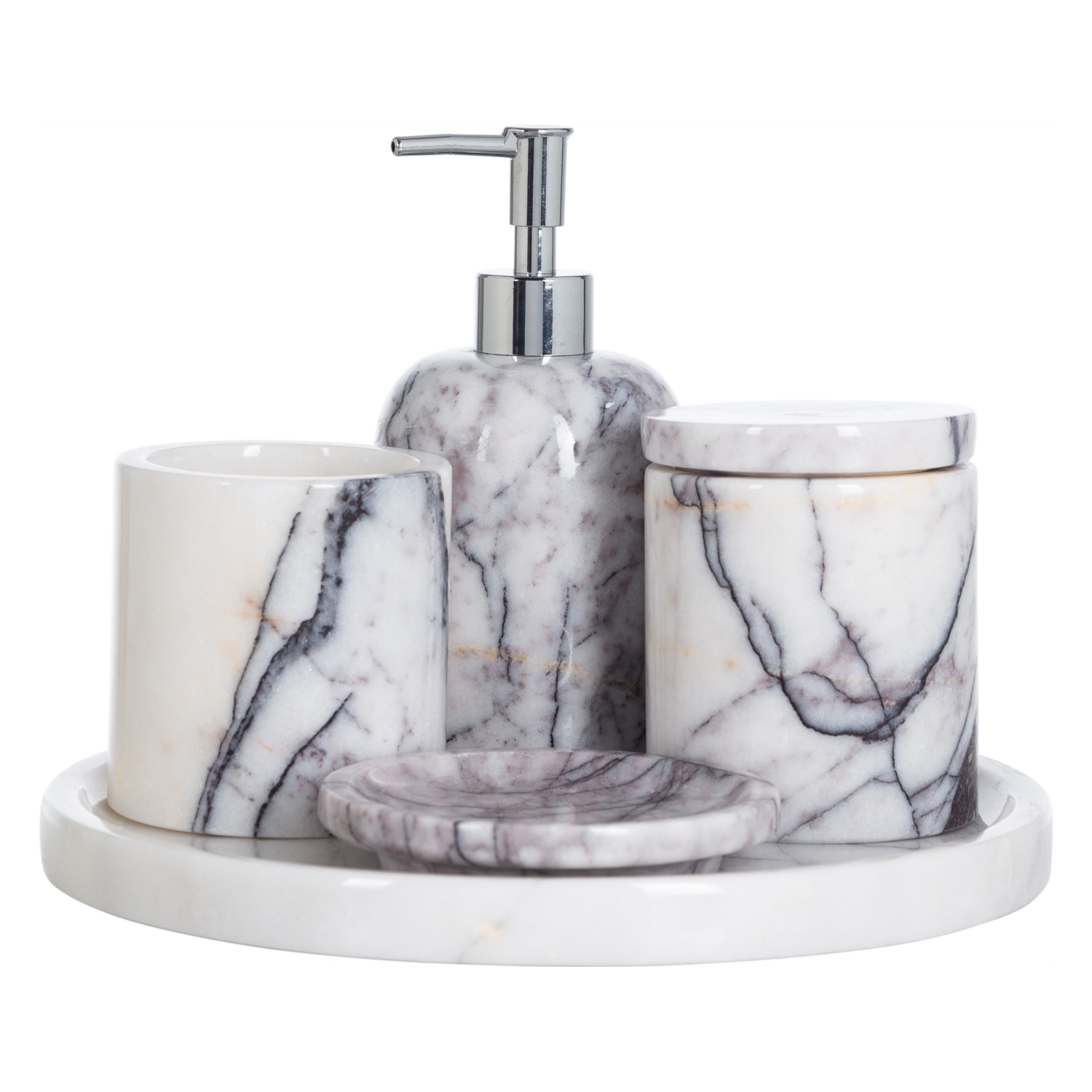 MARBLE SİYAH BEYAZ KAHVE 5'Lİ BANYO SETİ