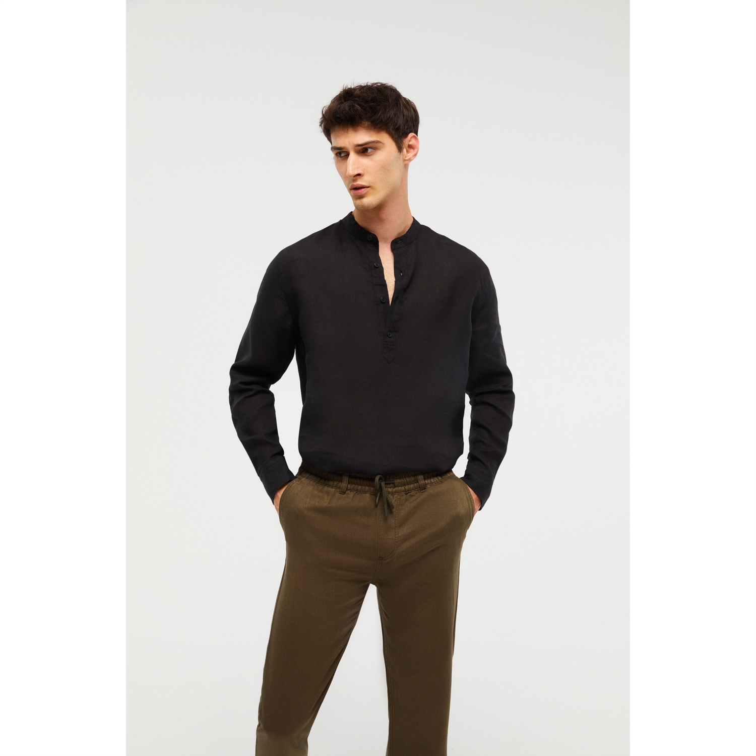 STRAIGHT FIT KETEN KARIŞIMLI PANTOLON