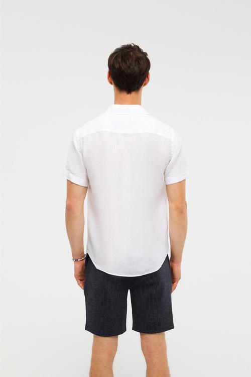  KISA KOLLU KETEN GÖMLEK