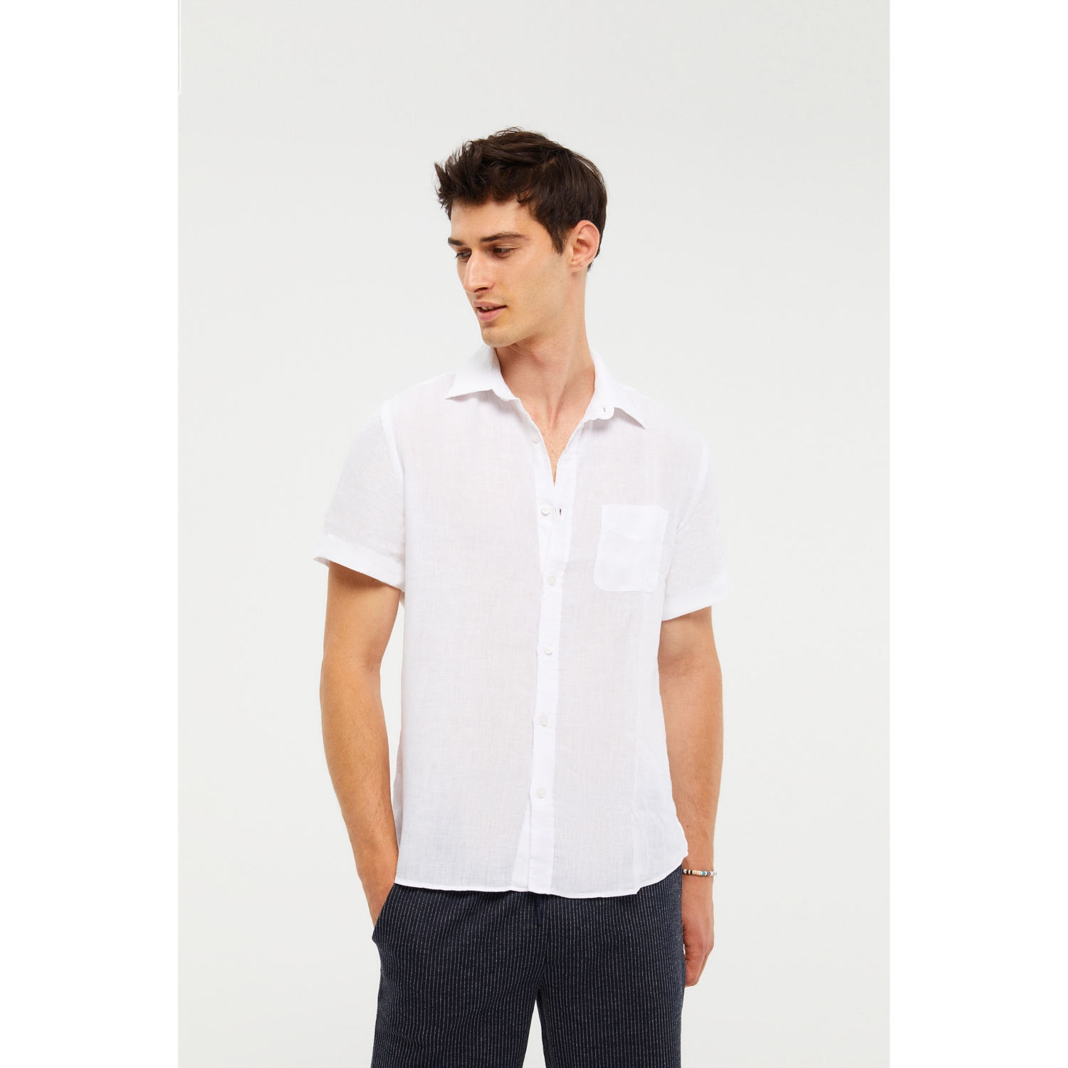 KISA KOLLU KETEN GÖMLEK