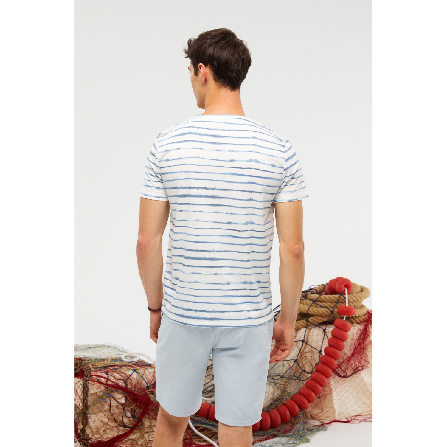 ÇİZGİLİ BİSİKLET YAKA T-SHIRT