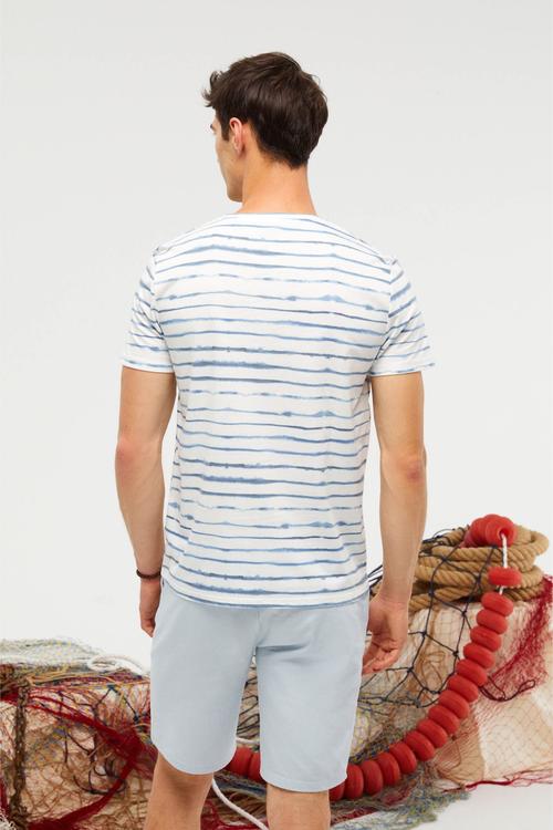  ÇİZGİLİ BİSİKLET YAKA T-SHIRT