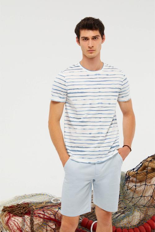  ÇİZGİLİ BİSİKLET YAKA T-SHIRT