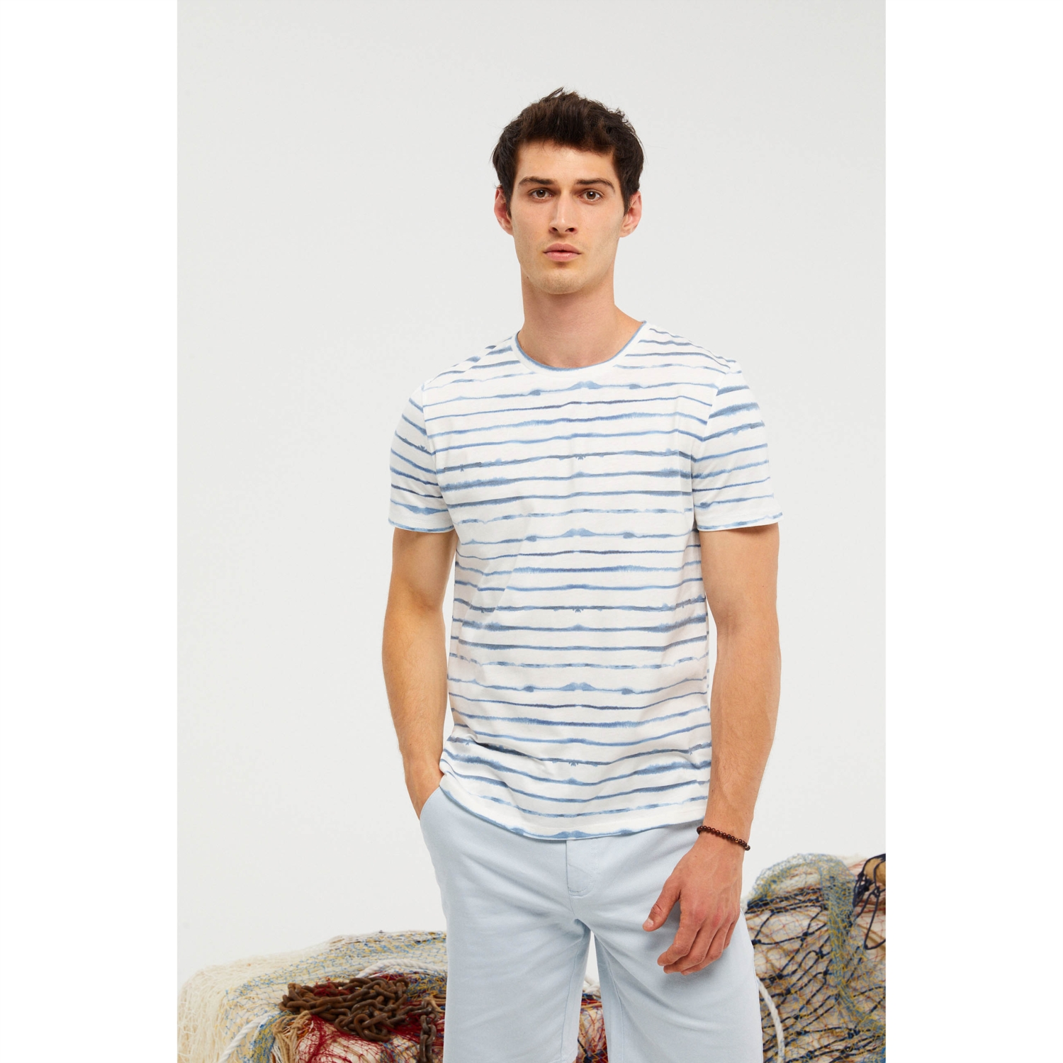 ÇİZGİLİ BİSİKLET YAKA T-SHIRT