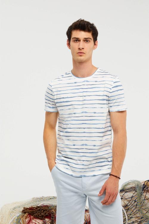  ÇİZGİLİ BİSİKLET YAKA T-SHIRT