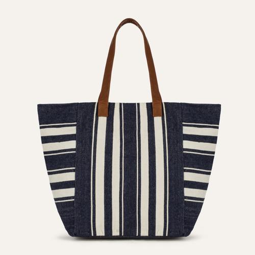  ÇİZGİLİ KANVAS OMUZ ÇANTASI