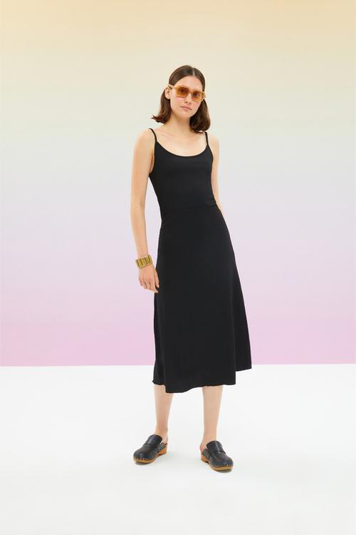  İNCE ASKILI MİDİ ELBİSE