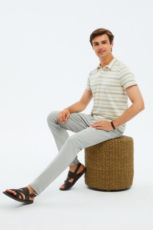  ÇİZGİLİ POLO YAKA KISA KOLLU T-SHIRT