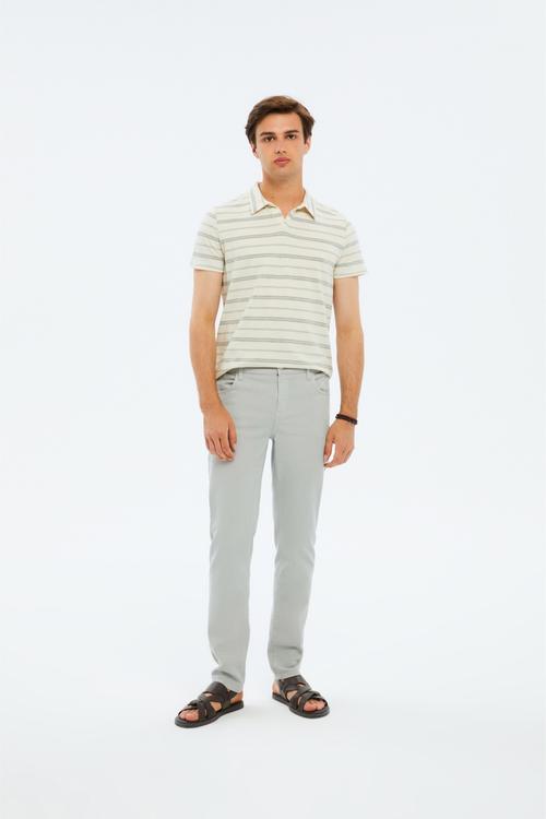  ÇİZGİLİ POLO YAKA KISA KOLLU T-SHIRT