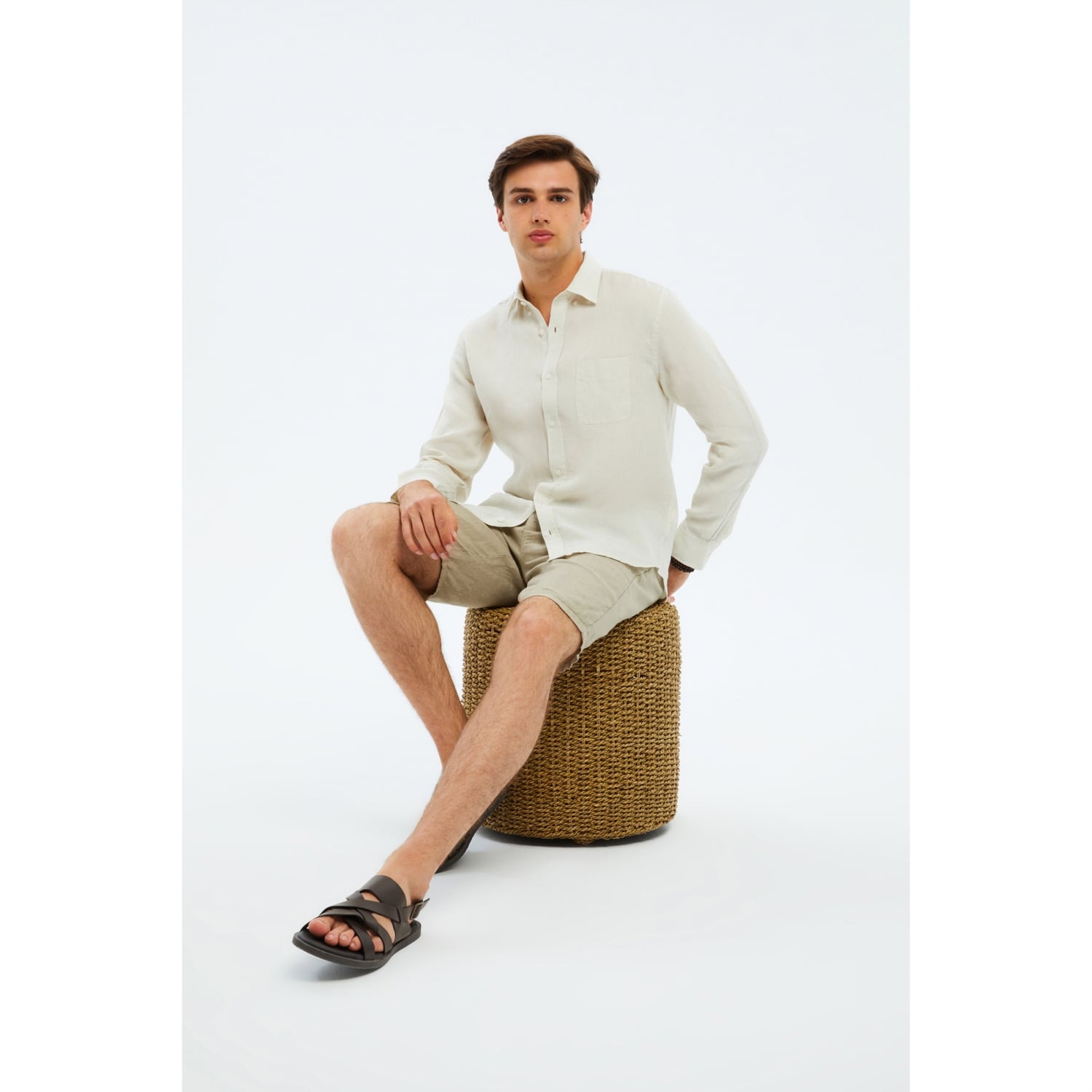 REGULAR FIT KETEN GÖMLEK