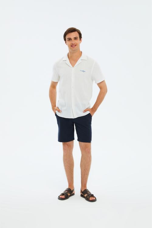  KISA KOLLU KETEN KARIŞIMLI REGULAR FIT GÖMLEK