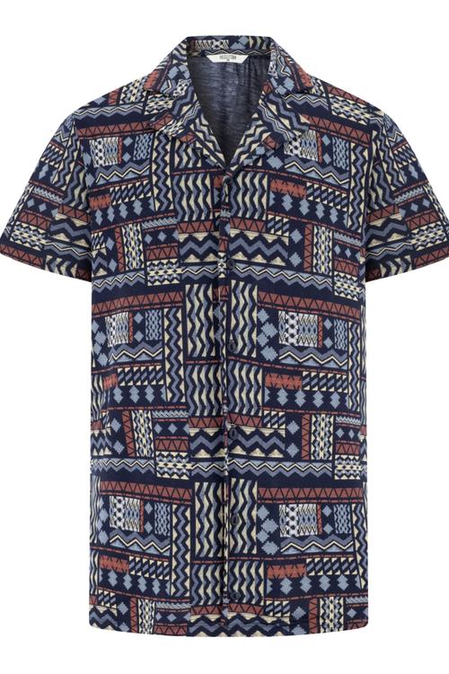  ETNİK DESENLİ KISA KOLLU REGULAR FIT GÖMLEK