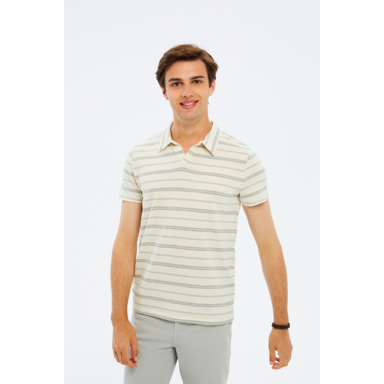 ÇİZGİLİ POLO YAKA KISA KOLLU T-SHIRT