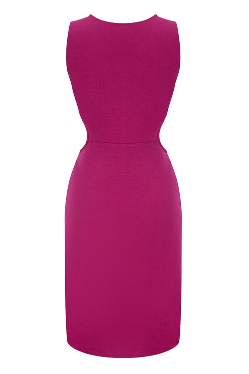  BELİ TOKALI CUT OUT KOLSUZ MİNİ ELBİSE