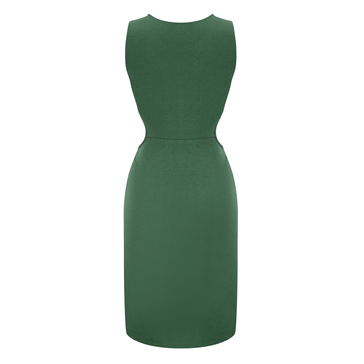 BELİ TOKALI CUT OUT KOLSUZ MİNİ ELBİSE