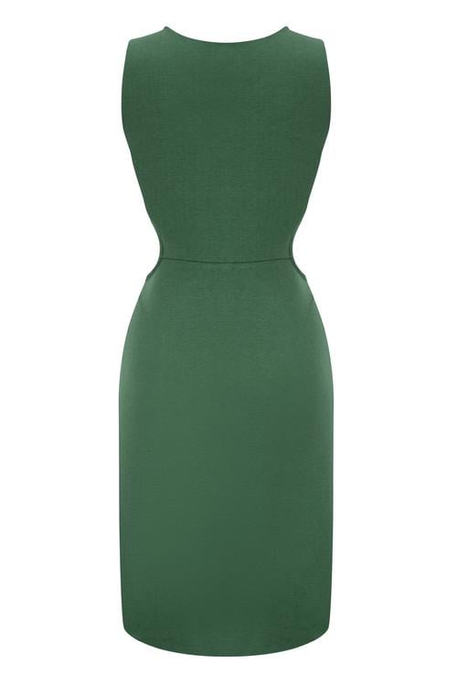  BELİ TOKALI CUT OUT KOLSUZ MİNİ ELBİSE